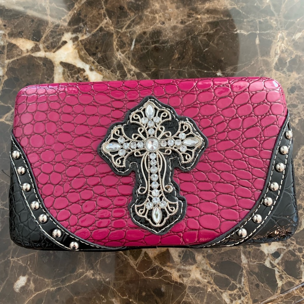 Yesi Ladies Jeweled Hot Pink Wallet